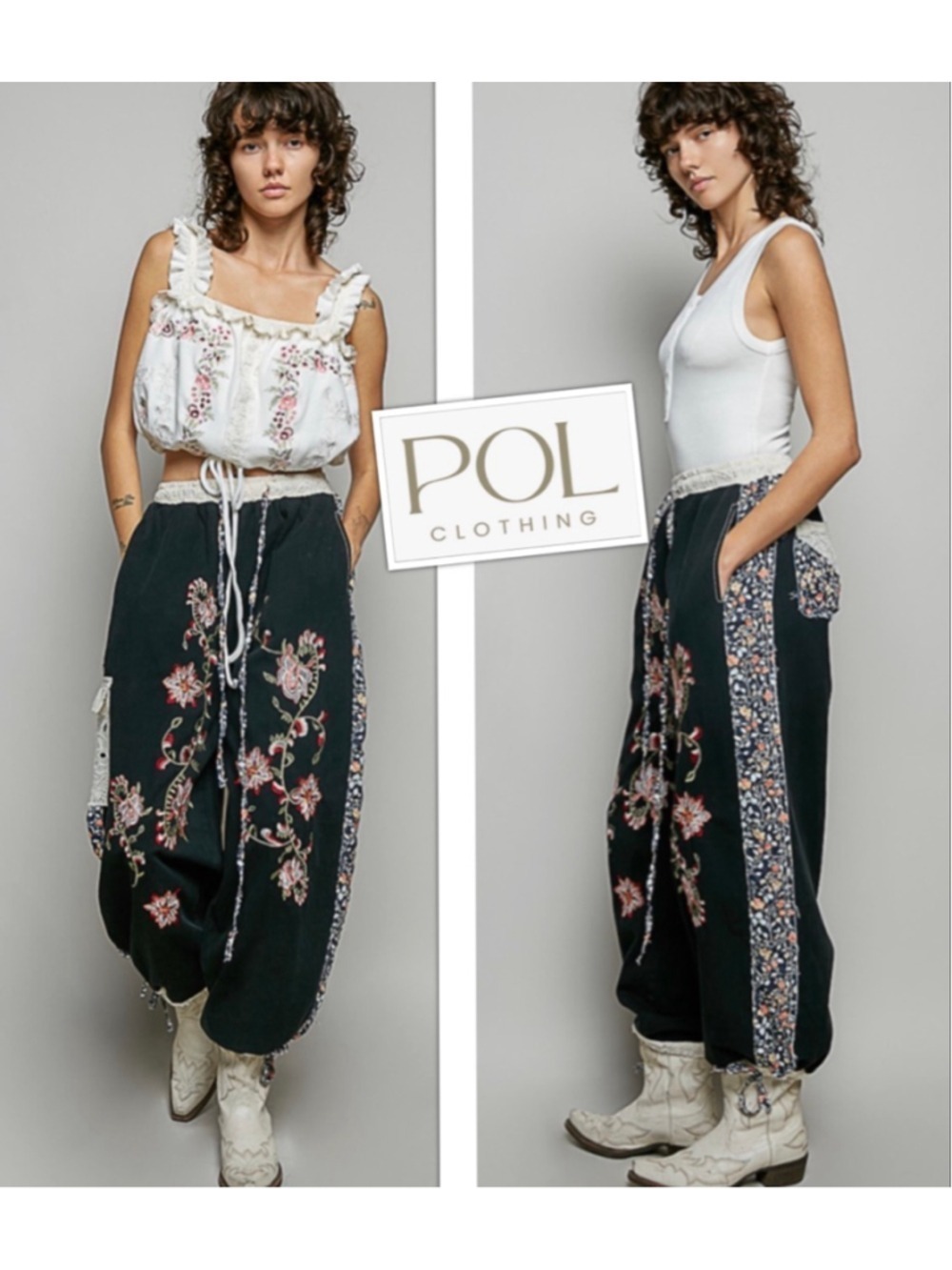 NEW Pol Embroidery Free People Vibe Boho Whimsigoth Patchwork Pants sizes S M L